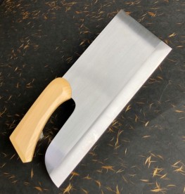 越前数馬作　本職用 鍛造そば切　330mm　磨　青二鋼　檜割柄付　