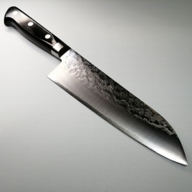 越前数馬作 ステンV10鋼三徳 170mm 鎚目打 口金付